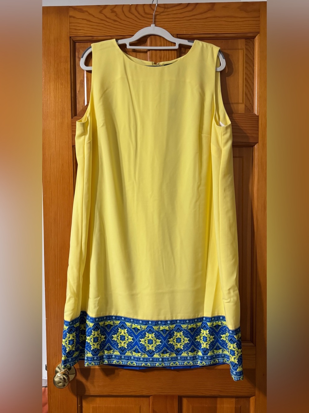 The Limited Yellow Dress with Blue Patterned Hem